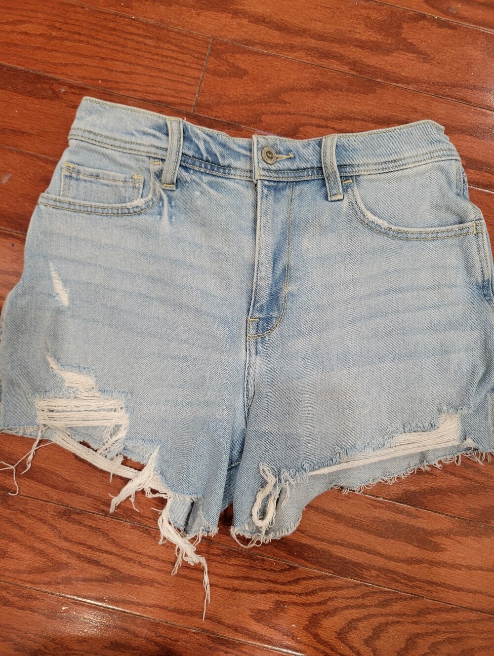 Hollister Light Wash Distressed Denim Shorts